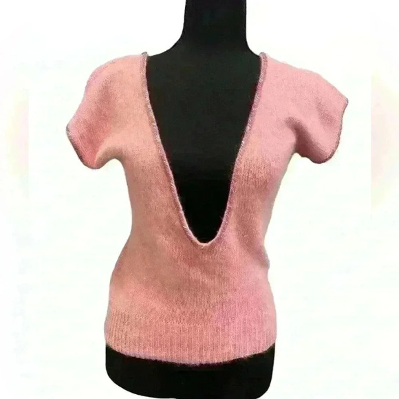 Vintage 80s Pink V Neck Sweater Vest Size M - Picture 1 of 7